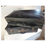 Lot of 2 Vintage Black Suitcases with Rivet Details Lot of 2 Vintage Black Suitcases with Rivet Details