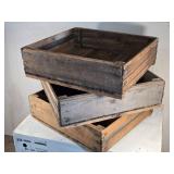 Lot of 3 Wooden Crates approx. 24 1/2" x 23" Lot of 3 Wooden Crates approx. 24 1/2" x 23"
