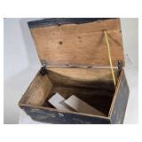 Black Wooden Storage Box measures approximately 24 inches in length, 13 inches in width, and 9 inches in height. Black Wooden Storage Box measures approximately 24 inches in length, 13 inches in width, and 9 inches in height.