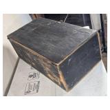 Black Wooden Storage Box measures approximately 24 inches in length, 13 inches in width, and 9 inches in height. Black Wooden Storage Box measures approximately 24 inches in length, 13 inches in width, and 9 inches in height.