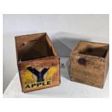 Vintage Wooden Apple Crate with Yakima Fruit Growers Association Label and Other Wooden Box Vintage Wooden Apple Crate with Yakima Fruit Growers Association Label and Other Wooden Box