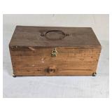 Wooden Storage Box with Cat Like Metal Accents for Feet, approx. 14" wide Wooden Storage Box with Cat Like Metal Accents for Feet, approx. 14" wide