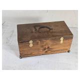 Wooden Storage Box with Cat Like Metal Accents for Feet, approx. 14" wide Wooden Storage Box with Cat Like Metal Accents for Feet, approx. 14" wide