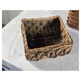 Lot of 3 Wicker Baskets, 1 is lidded Lot of 3 Wicker Baskets, 1 is lidded