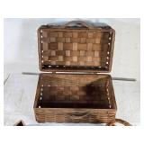 Lot of 3 Wicker Baskets, 1 is lidded Lot of 3 Wicker Baskets, 1 is lidded