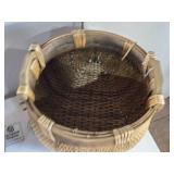 Woven Basket and Plastic Flower Pot Woven Basket and Plastic Flower Pot