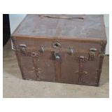 Antique Wooden Trunk approximately 34 1/2 inches in length, 20 inches in width, and 24 inches in height. Antique Wooden Trunk approximately 34 1/2 inches in length, 20 inches in width, and 24 inches in height.