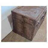Antique Wooden Trunk approximately 34 1/2 inches in length, 20 inches in width, and 24 inches in height. Antique Wooden Trunk approximately 34 1/2 inches in length, 20 inches in width, and 24 inches in height.