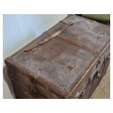 Antique Wooden Trunk approximately 34 1/2 inches in length, 20 inches in width, and 24 inches in height. Antique Wooden Trunk approximately 34 1/2 inches in length, 20 inches in width, and 24 inches in height.