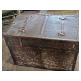 Antique Wooden Trunk approximately 34 1/2 inches in length, 20 inches in width, and 24 inches in height. Antique Wooden Trunk approximately 34 1/2 inches in length, 20 inches in width, and 24 inches in height.