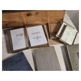 Assorted Vintage Books, Wooden Boxes, and Picture Frames Assorted Vintage Books, Wooden Boxes, and Picture Frames