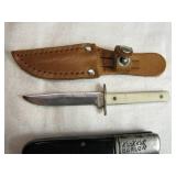 Vintage Knife Collection including Amundson Peterson Folding Knife, Cub Hunter Fixed Blade, and Kwick Kut Barlow Pocket Knife Vintage Knife Collection including Amundson Peterson Folding Knife, Cub Hunter Fixed Blade, and Kwick Kut Barlow Pocket Knife