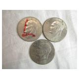Lot of 3 Eisenhower Bicentennial Dollar Coins Lot of 3 Eisenhower Bicentennial Dollar Coins
