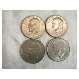 Lot of 4 Eisenhower 1972 One Dollar Coins Lot of 4 Eisenhower 1972 One Dollar Coins
