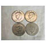 Lot of 4 1972 Eisenhower Dollar Coins Lot of 4 1972 Eisenhower Dollar Coins