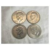 Lot of 4 Eisenhower Dollar Coins 1971 Lot of 4 Eisenhower Dollar Coins 1971