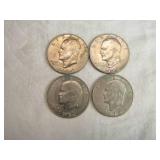 Lot of 4 1972 Eisenhower Dollar Coins Lot of 4 1972 Eisenhower Dollar Coins
