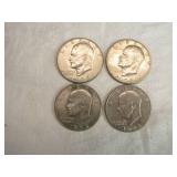 Lot of 4 1972 Eisenhower Dollar Coins Lot of 4 1972 Eisenhower Dollar Coins