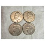 Lot of 4 1972 Eisenhower Dollar Coins Lot of 4 1972 Eisenhower Dollar Coins