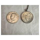 Lot of 2 Eisenhower Dollars - 1978 and Bicentennial (1776-1976) Keychain Lot of 2 Eisenhower Dollars - 1978 and Bicentennial (1776-1976) Keychain