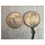 Lot of 2 Eisenhower Dollars - 1978 and Bicentennial (1776-1976) Keychain Lot of 2 Eisenhower Dollars - 1978 and Bicentennial (1776-1976) Keychain
