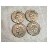 Lot of 4 Eisenhower One Dollar Coins 1974 Lot of 4 Eisenhower One Dollar Coins 1974