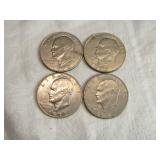 Lot of 4 Eisenhower Dollar Coins 1972 Lot of 4 Eisenhower Dollar Coins 1972