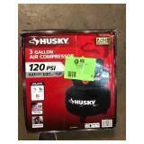 Husky 3 Gal. 120 PSI Portable Electric Oil-Free Light Duty Pancake Air Compressor with Fold Down Handle and 1-Quick Coupler Customer Returns See Pictures Husky 3 Gal. 120 PSI Portable Electric Oil-Free Light Duty Pancake Air Compressor with Fold Down Handle and 1-Quick Coupler Customer Returns See Pictures