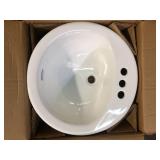Glacier Bay 19 in. Drop-In Round Vitreous China Bathroom Sink in White  Customer Returns See Pictures Glacier Bay 19 in. Drop-In Round Vitreous China Bathroom Sink in White  Customer Returns See Pictures