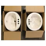 Lot of  Glacier Bay Aragon 20 in. Drop-In Oval Vitreous China Bathroom Sink in Bone Customer Returns See Pictures Lot of  Glacier Bay Aragon 20 in. Drop-In Oval Vitreous China Bathroom Sink in Bone Customer Returns See Pictures