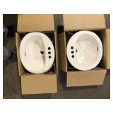 Lot of  Glacier Bay Aragon 20 in. Drop-In Oval Vitreous China Bathroom Sink in Bone Customer Returns See Pictures Lot of  Glacier Bay Aragon 20 in. Drop-In Oval Vitreous China Bathroom Sink in Bone Customer Returns See Pictures