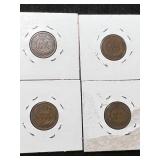 4 US INDIAN HEAD CENTS 1904 1905 1907 1909 4 US INDIAN HEAD CENTS 1904 1905 1907 1909