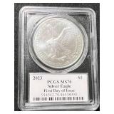 2023 AMERICAN SILVER EAGLE PCGS MS70 FIRST DAY ISSUE 2023 AMERICAN SILVER EAGLE PCGS MS70 FIRST DAY ISSUE