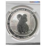 2017 AUSTRALIAN KOALA 1 TROY OZ .999 FINE SILVER NGC MS69 2017 AUSTRALIAN KOALA 1 TROY OZ .999 FINE SILVER NGC MS69
