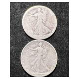 2 US WALKING LIBERTY HALF DOLLARS 2 US WALKING LIBERTY HALF DOLLARS