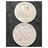 2 US WALKING LIBERTY HALF DOLLARS 2 US WALKING LIBERTY HALF DOLLARS