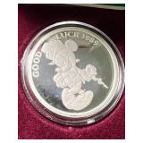 1 TROY OZ .999 FINE SILVER 1989 MICKEY MOUSE ROUND IN BOX 1 TROY OZ .999 FINE SILVER 1989 MICKEY MOUSE ROUND IN BOX