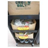 Hardware Lot (metal shelf and contents)