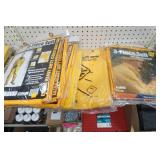 heavy duty rain gear, peg hooks, peg board, sandpaper