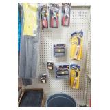 pipe insulation, snap fasteners, variety of cutters, bucket, sandpaper