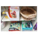 Paper Bags, pool mat, card games, kids workbooks, cornhole, rubber snakes, flash cards, wallets, foot pumps