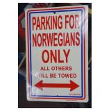 Norwegians Parking Only Sign 12x18"