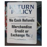 Return Policy Sign 22"x16"