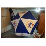 Miller Lite Patio Umbrella-Vinyl Blue and White