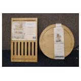 Bamboo stackable shelf and 2 tier t...