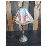 Gorgeous Vintage Stained Glass Desk Lamp  Vibrant Color Solid Condition