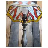 Gorgeous Vintage Stained Glass Desk Lamp  Vibrant Color Solid Condition