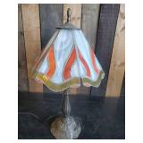 Gorgeous Vintage Stained Glass Desk Lamp  Vibrant Color Solid Condition