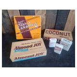 Vintage Peter Paul Candy bar Boxes and Band Aid tins