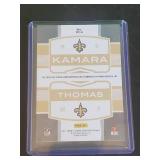 NFL Saints Card Alvin Kamara and Michael Thomas Player Worn Jersey Sports Card